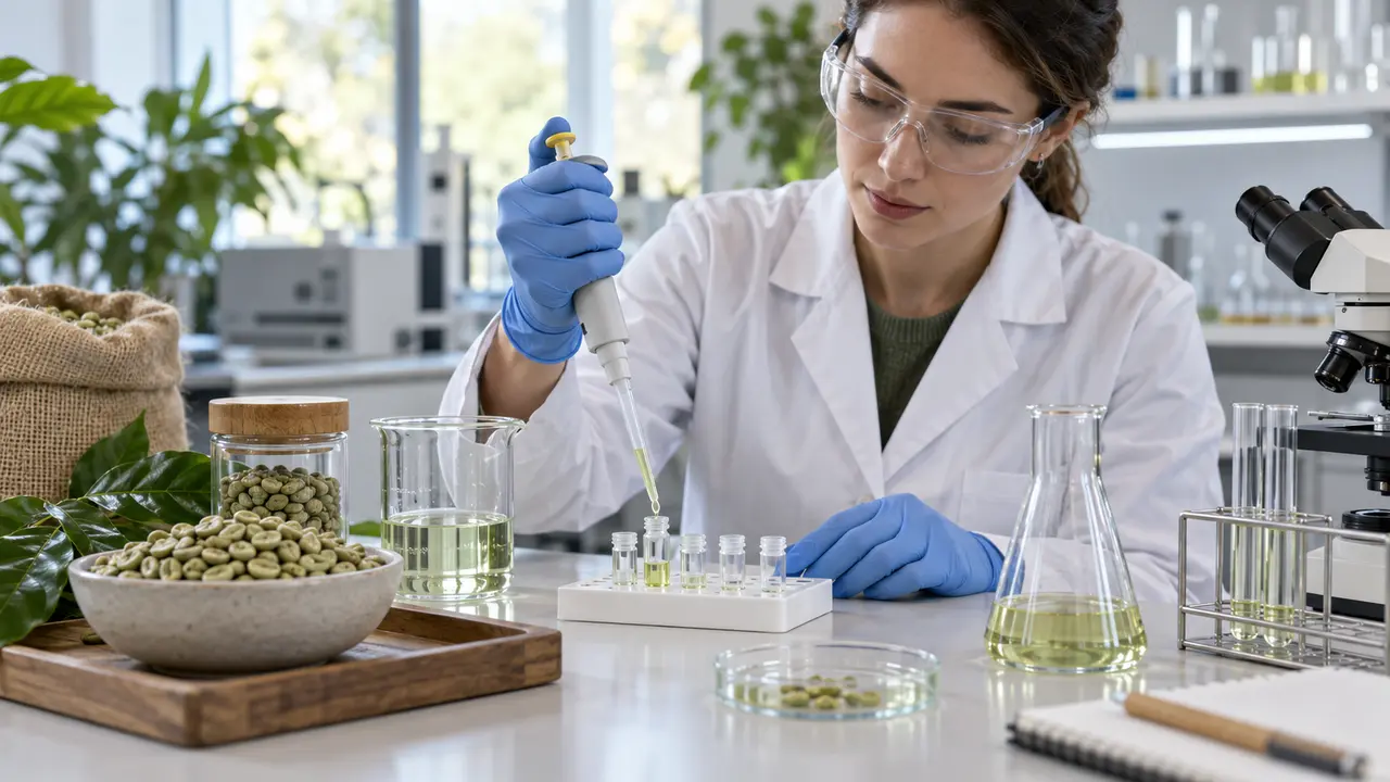 Sampel green coffee bean yang disiapkan untuk analisis laboratorium