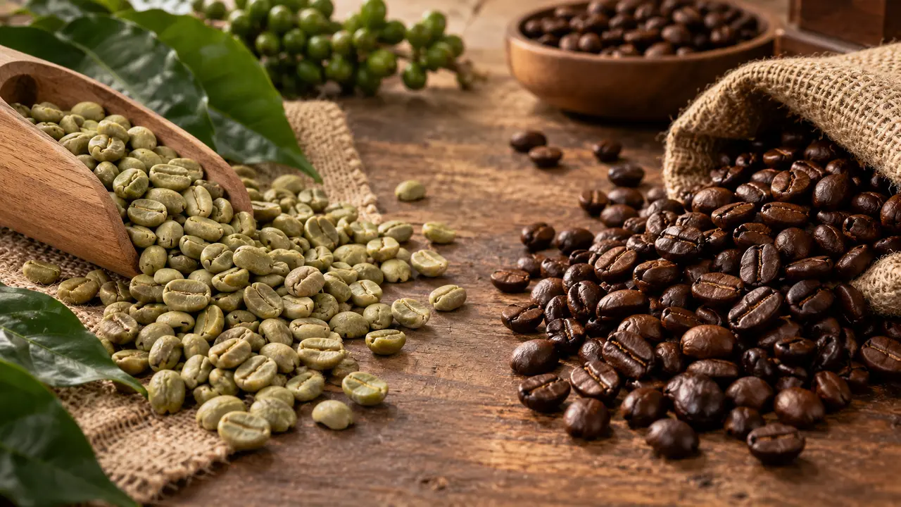 Perbandingan green bean dan biji kopi sangrai