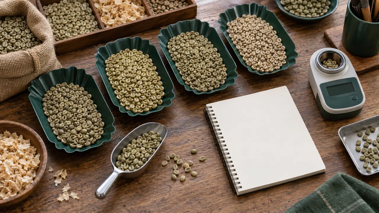 Sampel green coffee bean dan alat pemeriksaan kualitas