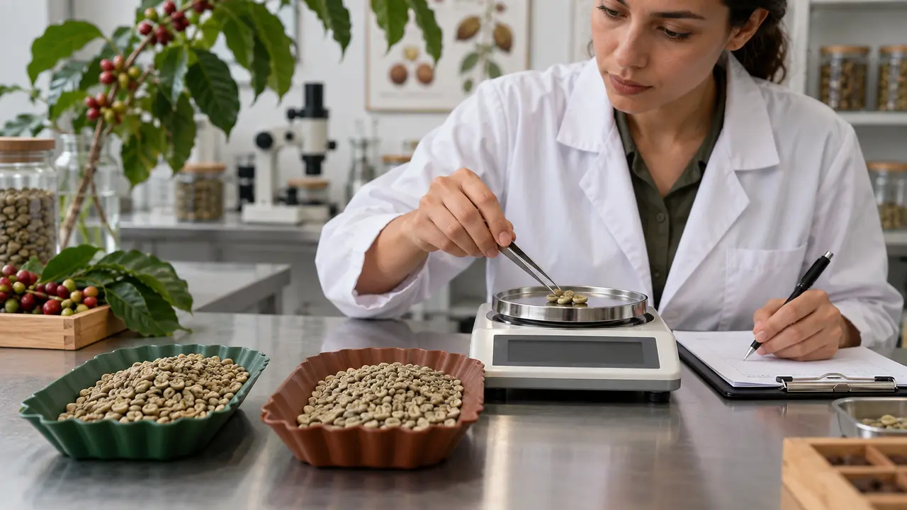 Sampel green bean yang sedang ditimbang untuk pemeriksaan