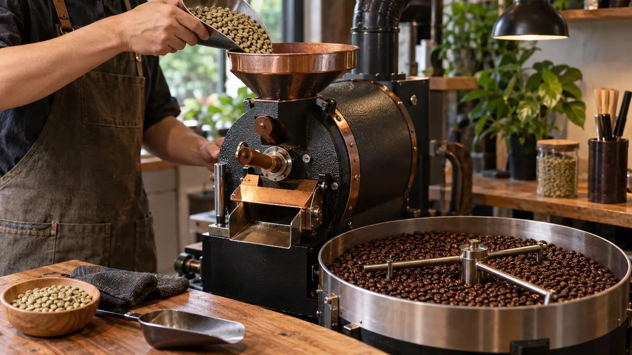 Green bean dimasukkan ke mesin roasting sebagai bahan dasar kopi