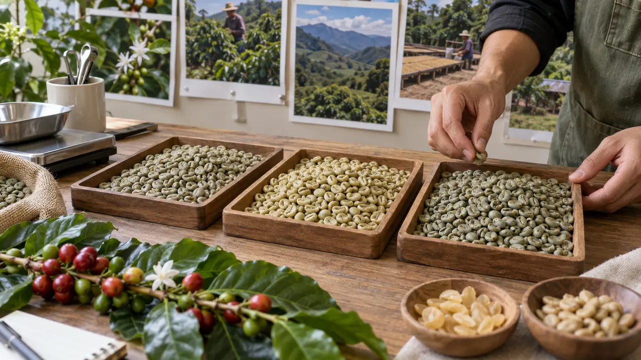 Tiga sampel green bean berdasarkan varietas dan asal
